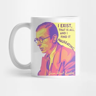 Jean-Paul Sartre Portrait and Quote Mug